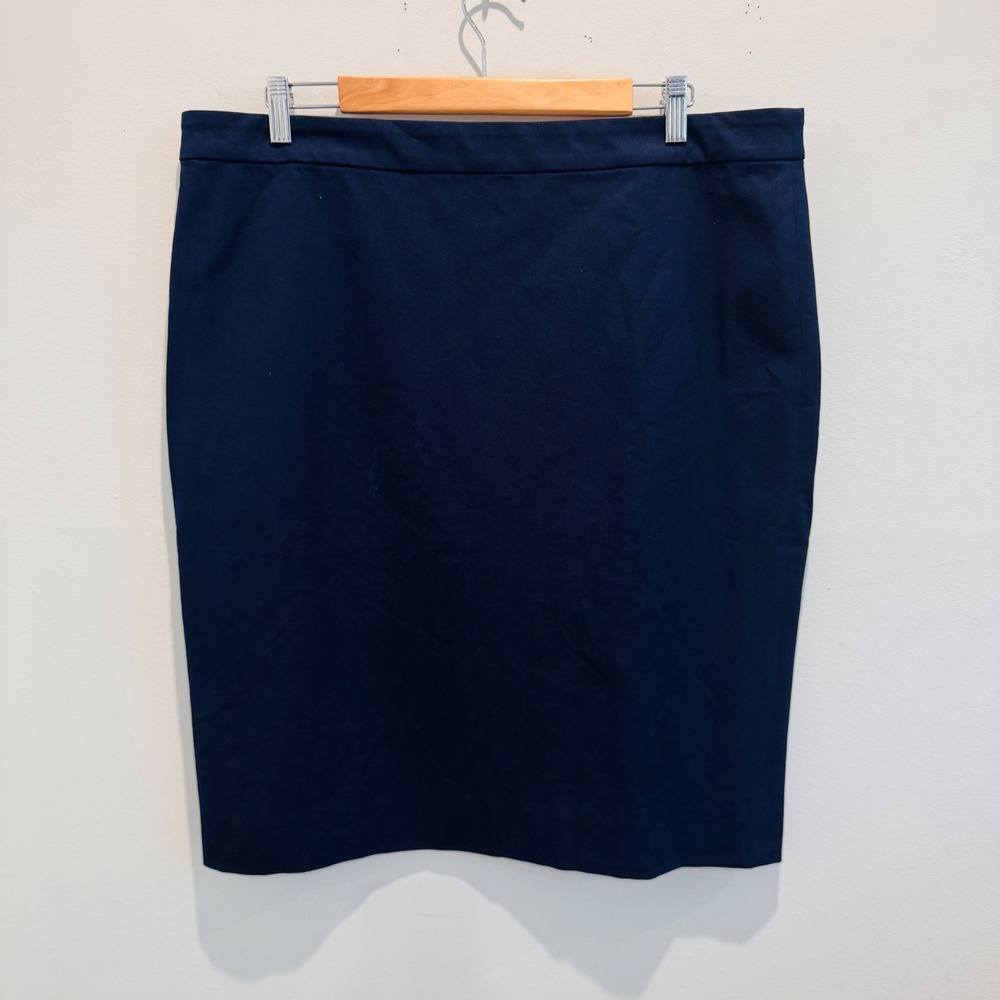 J.Crew Navy No. 2 Pencil Skirt Bi-Stretch Cotton blend Workwear | Size 16 NWT - Picture 2 of 13